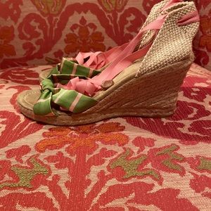 J crew pink & green espadrille. Size 9